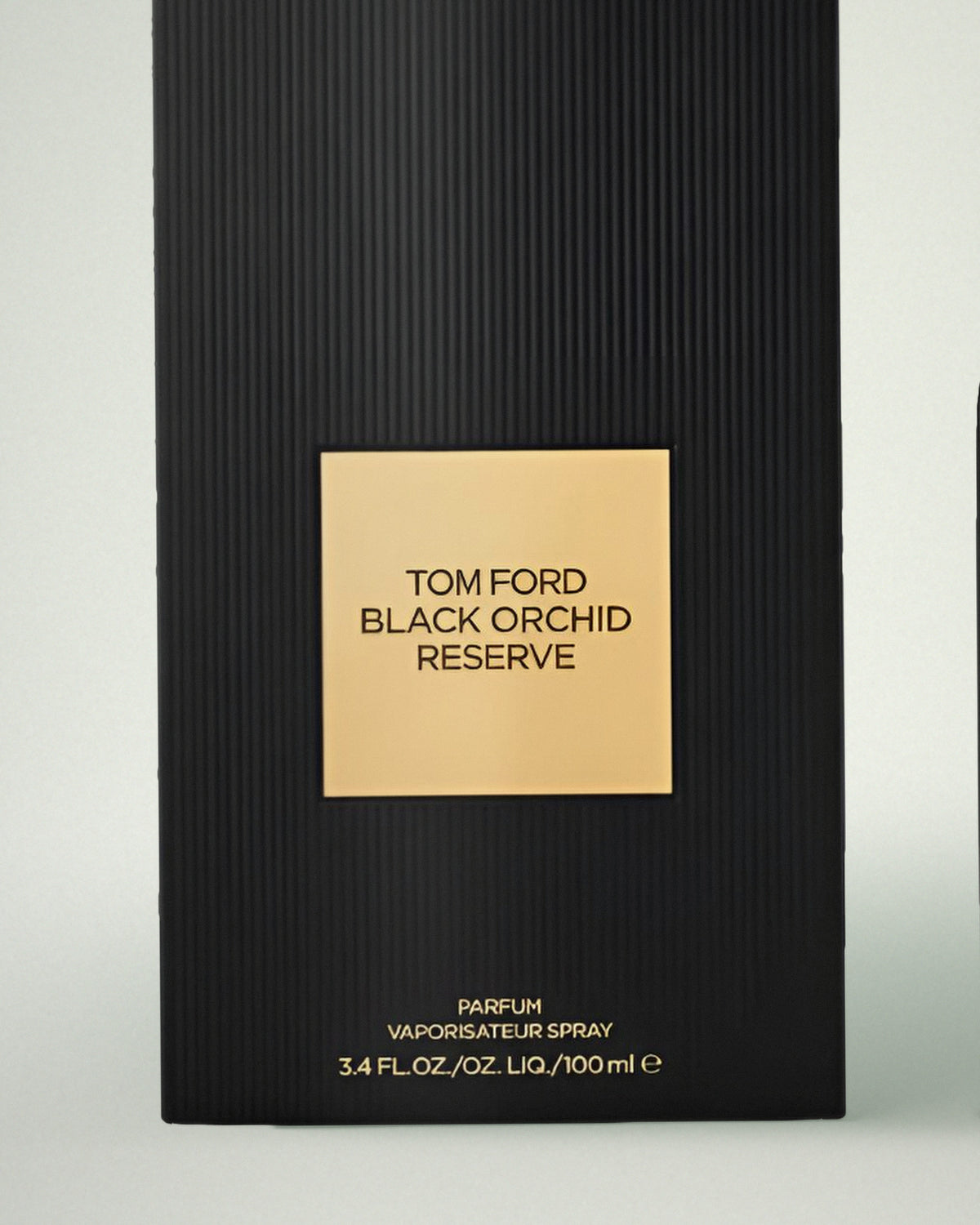 Detalle de la caja de Black Orchid Reserve de Tom Ford